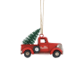 Adorno de Navidad camioneta roja con abeto