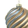 Bola de Navidad con líneas azul y champán Ø10 cm