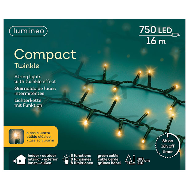 Luces de Navidad Compact twinkle Amarillo  750 Leds (cable verde de 16m)