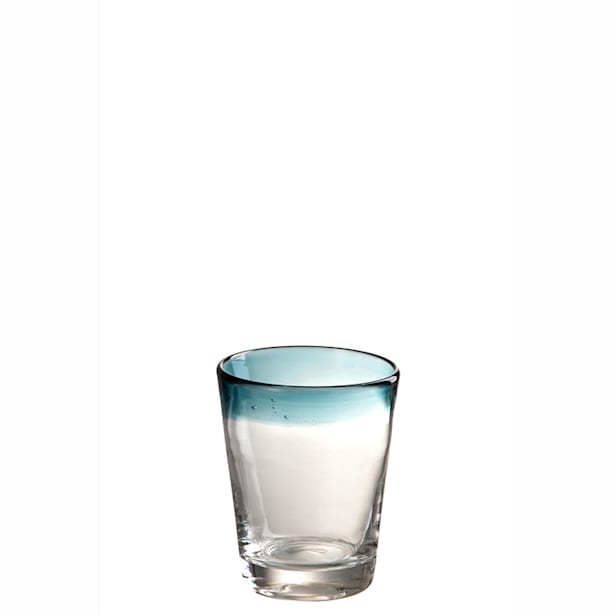 Vaso de cristal transparente/azul 10x11x10cm