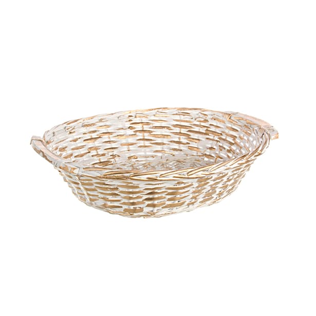 Cesta oval lux blanco/oro