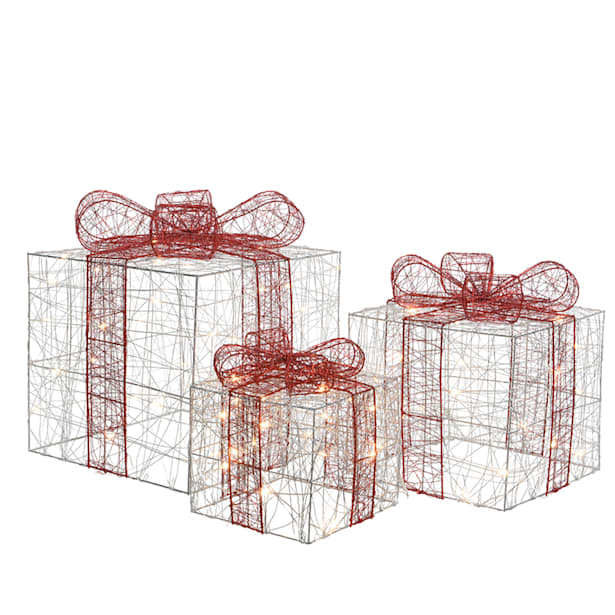 Set 3 cajas regalo led plata