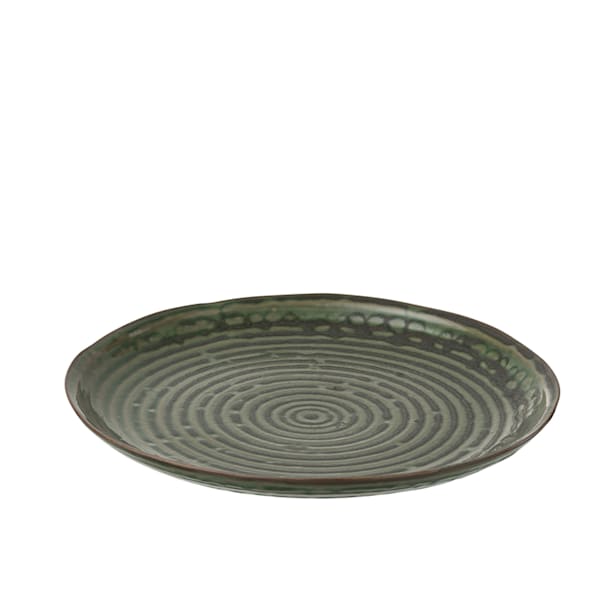 Plato circulos porcelana verde