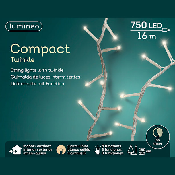 Luces de Navidad Compact twinkle Blanco  750 Leds (cable transparente de 16m)