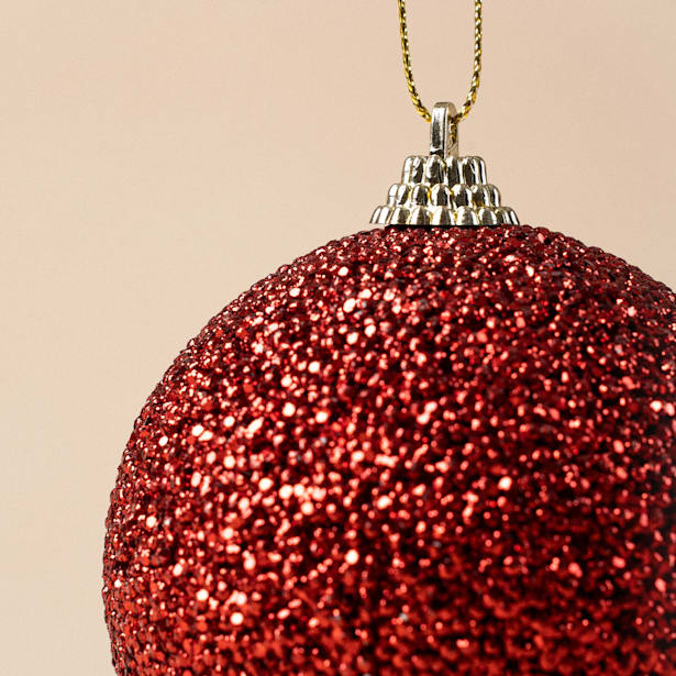 Bola de Navidad Roja Detalle Brillantes en Relieve Ø8 cm