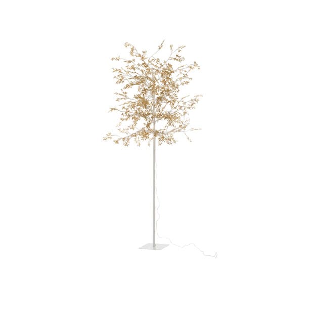 Arbol led blanco con hojas oro