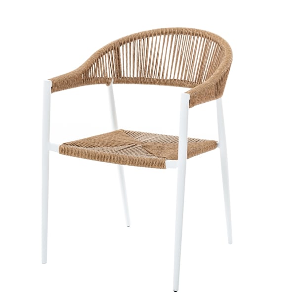 Silla de Comedor de Jardín Neska de Aluminio y Ratán Efecto Cuerda Natural 56x59,50x81