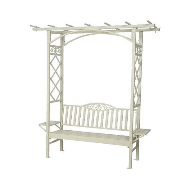 Banco de jardín con pérgola KSD BAROLO blanco