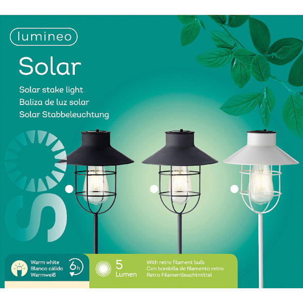 Luces Solares de Jardín Lumineo Lámpara de Metal 5 Lúmenes