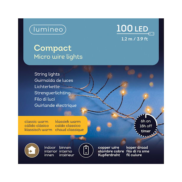 Luces de Navidad Compact Amarillo micro 100 Leds (cable cobre de 1,2m)