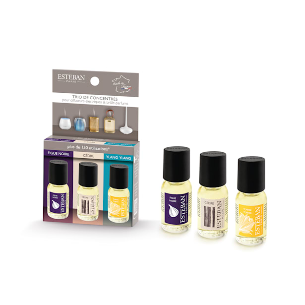 Kit 3 aceites perfumados de 15ml (figue noire, cèdre, ylang ylang)