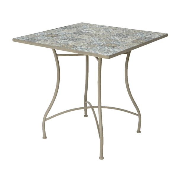 Mesa de Jardín Toulouse de Hierro en Mosaico Exterior Taupe 78x80x77