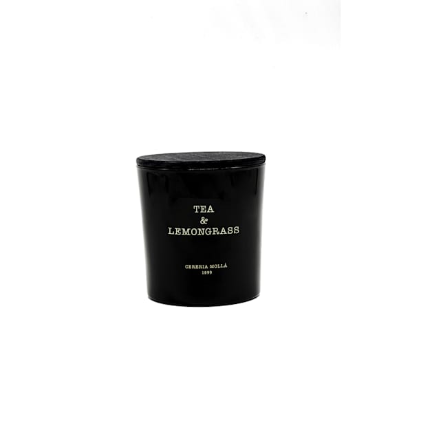 Vela perfumada en vaso negro de 600gr tea & lemongrass