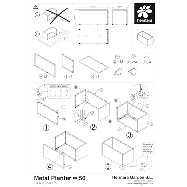 Herstera Metal Planter - Jardinera METAL PLANTER antracita