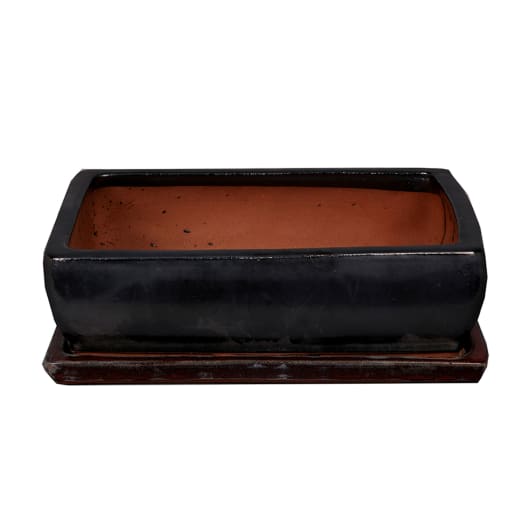 Maceta bonsai kofun+plato antracita