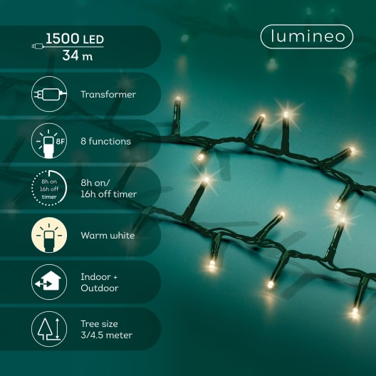 Luces de Navidad Compact twinkle Blanco 1500 Leds (cable verde de 34m)