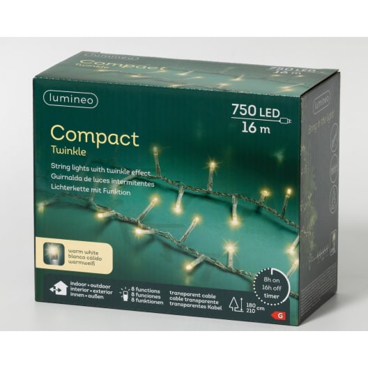 Luces de Navidad Compact twinkle Blanco  750 Leds (cable transparente de 16m)