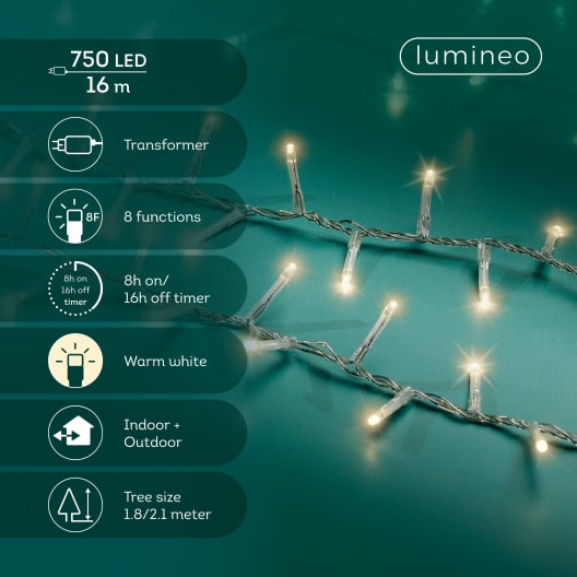 Luces de Navidad Compact twinkle Blanco  750 Leds (cable transparente de 16m)