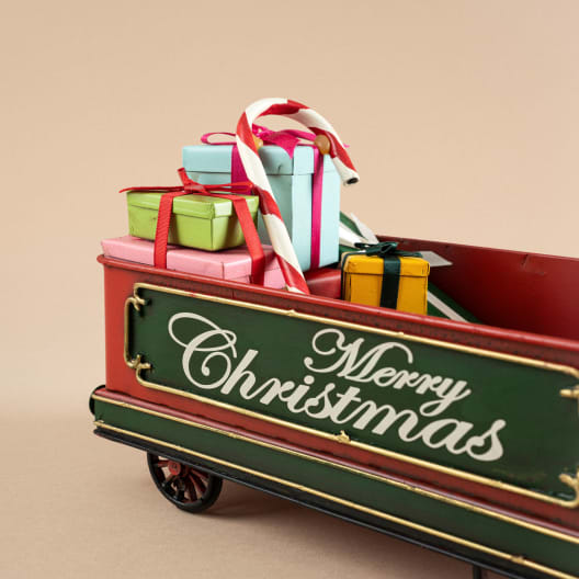 Tren de Navidad Rojo de Metal