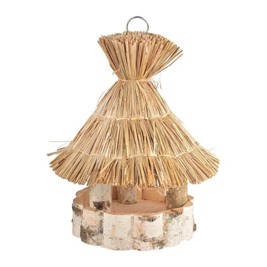 Comedero para pájaro choza