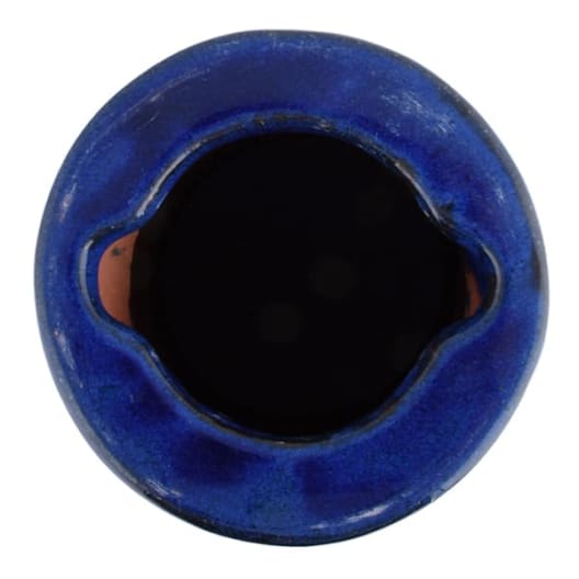 Baño para pájaros de cerámica azul con pie