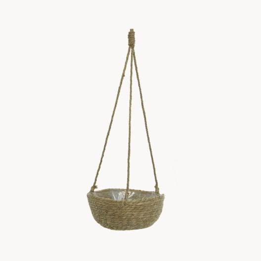 Cesta colgante de mimbre con forro