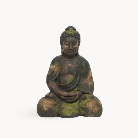 Figura de jardín Buda sentado en marrón con musgo
