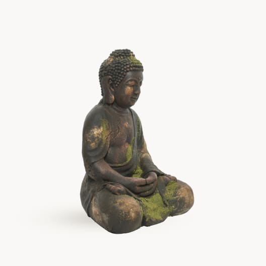 Figura de jardín Buda sentado en marrón con musgo