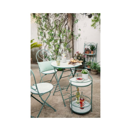 Silla de Hierro Eze Bistro con Mosaico de Azulejos Plegable Exterior 39x46,5x93,5