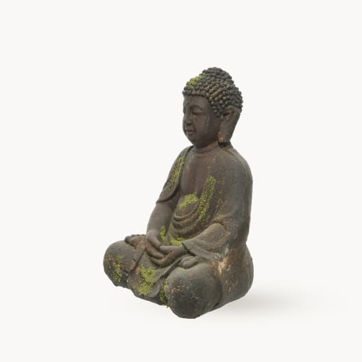 Figura de jardín Buda sentado en marrón con musgo
