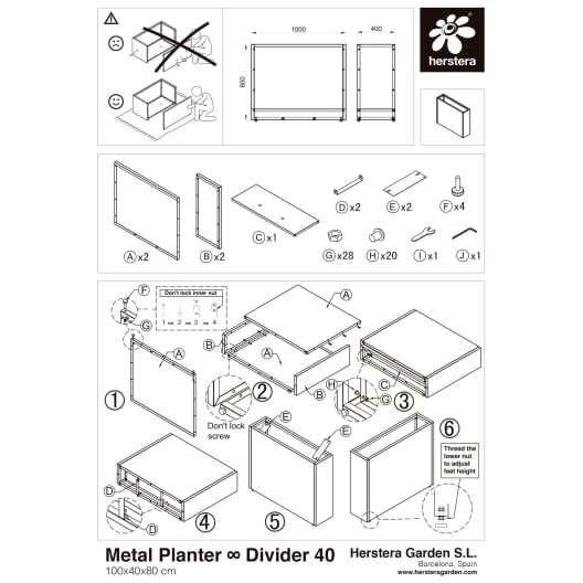 Herstera Metal Planter - Jardinera DIVIDER antracita