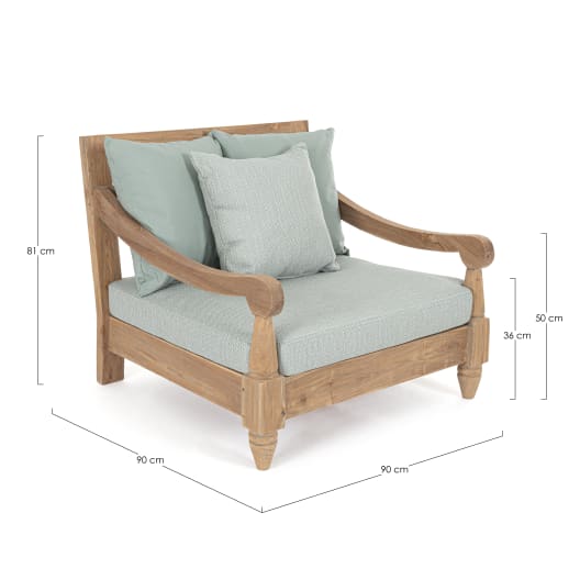 Sillón de jardín Bizzotto BALI verde agua/madera natural