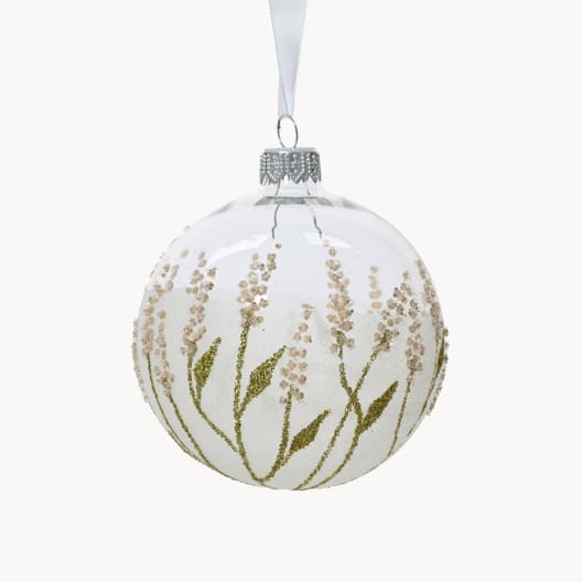 Bola de Navidad de Ramas Secas con Brillo Plata y Cristal (8 cm)