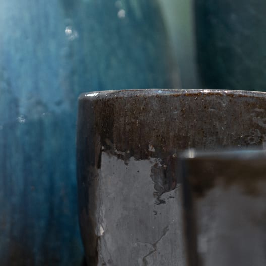 Maceta Fronda esmaltada Glazed verde fugaz (Campana)