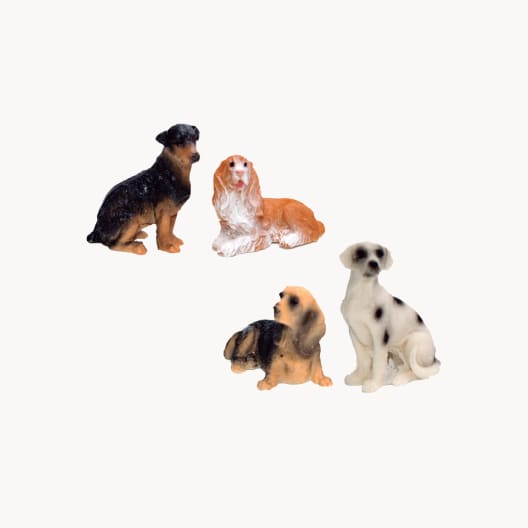 Set perros en resina 3,5 cm para Belén