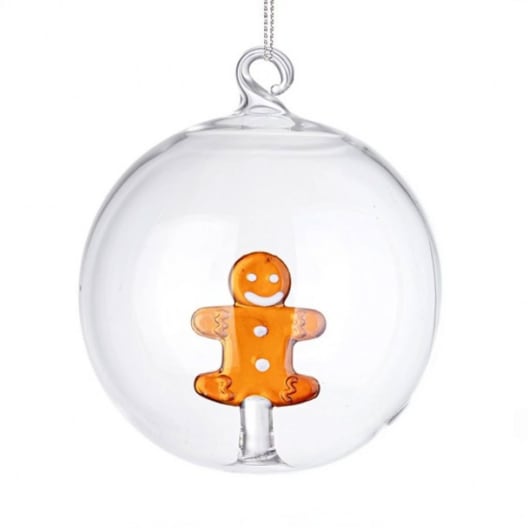 Bola para Árbol de Navidad de Cristal con Muñeco de Jengibre