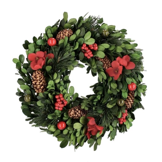 Corona artificial de Navidad Antea con flores rojas