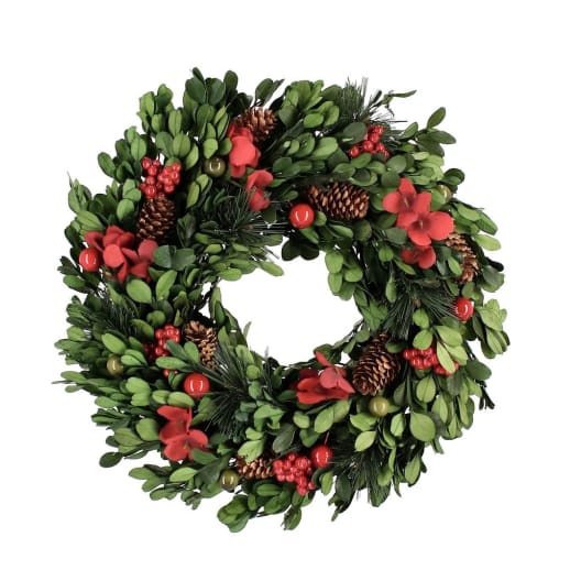 Corona artificial de Navidad Antea con flores rojas