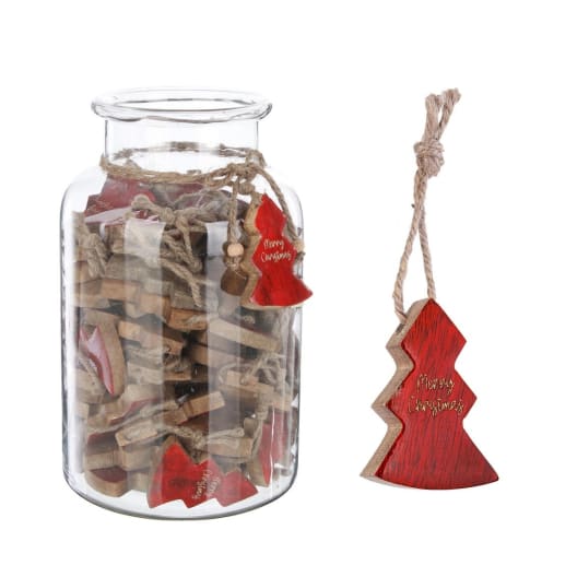 Accesorio Decorativo Colgante para Regalo Abeto de Madera rojo