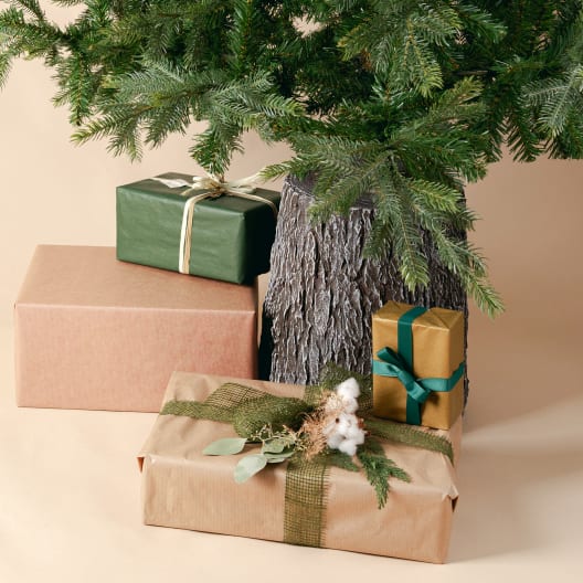 Base para Árbol de Navidad con Aspecto Tronco, Diámetro 33 cm x Alto 35 cm
