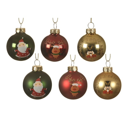 Bola para Árbol de Navidad Personajes Festivos: Santa, Reno y Cascanueces