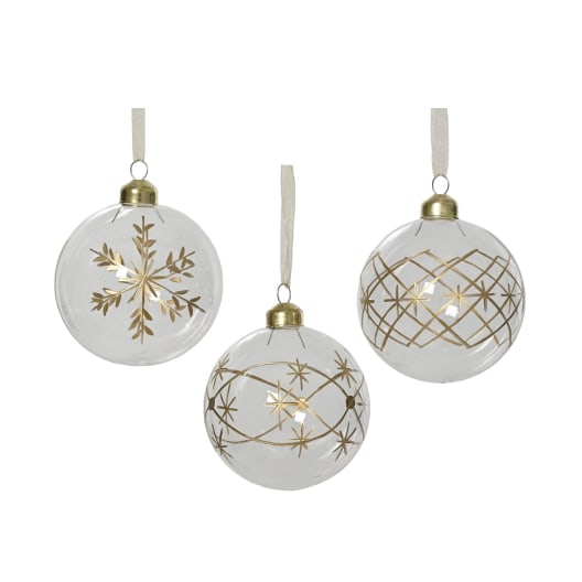 Bola para Árbol de Navidad con Grabado de Diseño Geométrico en tonos dorados