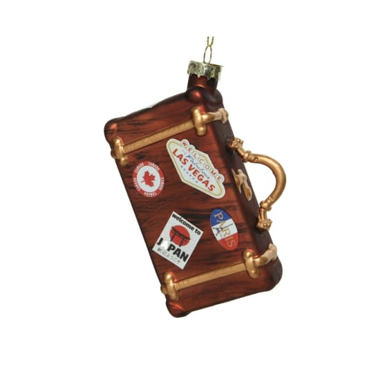 Adorno Colgante Maleta de Viaje en Cristal marrón