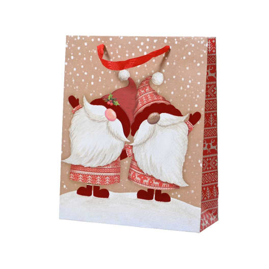 Bolsa de Regalo para Navidad con Dos Divertidos Gnomos