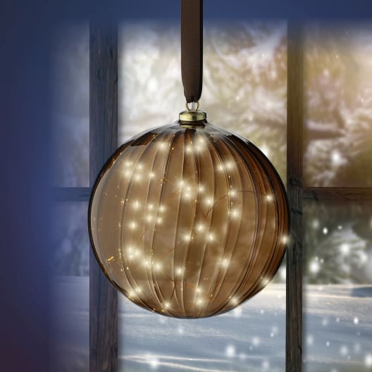 Bola LED con relieve marrón blanco cálido Ø20 cm (40 luces)