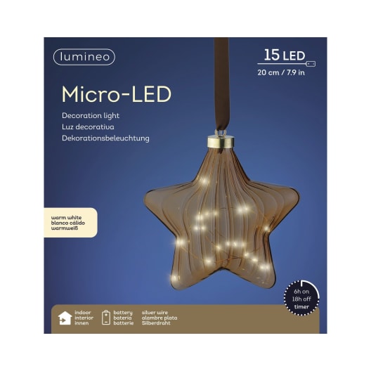 Estrella decorativa LED marrón blanco cálido