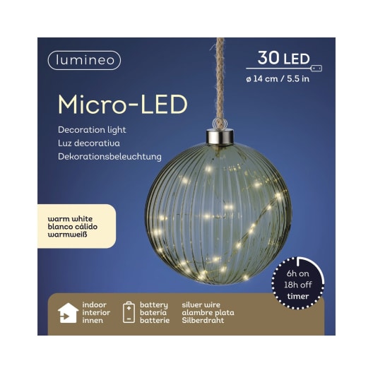 Bola decorativa LED verde blanco cálido Ø14 cm