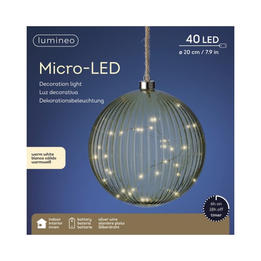 Bola decorativa LED verde blanco cálido Ø20 cm