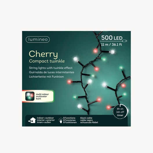Luces de Navidad Cherry Compact twinkle Multicolor 500 Leds (cable negro de 11m)