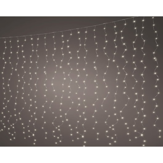 Cortina de luces LED plata blanco cálido 800 luces (3,9 x 2 m)